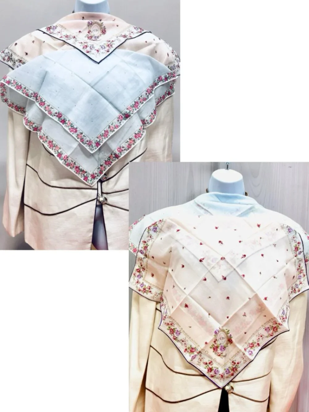 2) New-Beautiful Christian Dior Mini Scarf/Neck-kerchief Cott 19